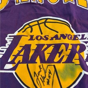 Los Angeles Lakers Purple and Yellow Graphic Tee autographed Jack Haley